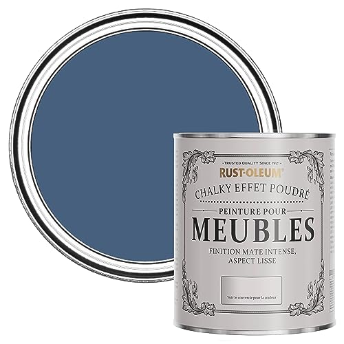 Rust-Oleum Peinture Bleue pour Meubles Chalky, Mat Effet Poudré - Encre Bleu 750ml
