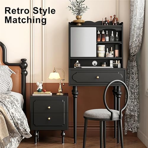 Mid Century Modern Wood Nightstand - 2 Drawer Bedside Table & Storage End Table for Living Room - Stylish White Sofa Side Table (40cm/15.7in)