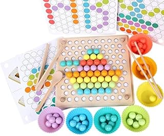 ANPEAC Drewniana zabawka Montessori, z klipsem, puzzle, gry planszowe, matematyka, zabawka edukacyjna, zestaw kolorów, zestaw dla dzieci w wieku 3, 4, 5 lat