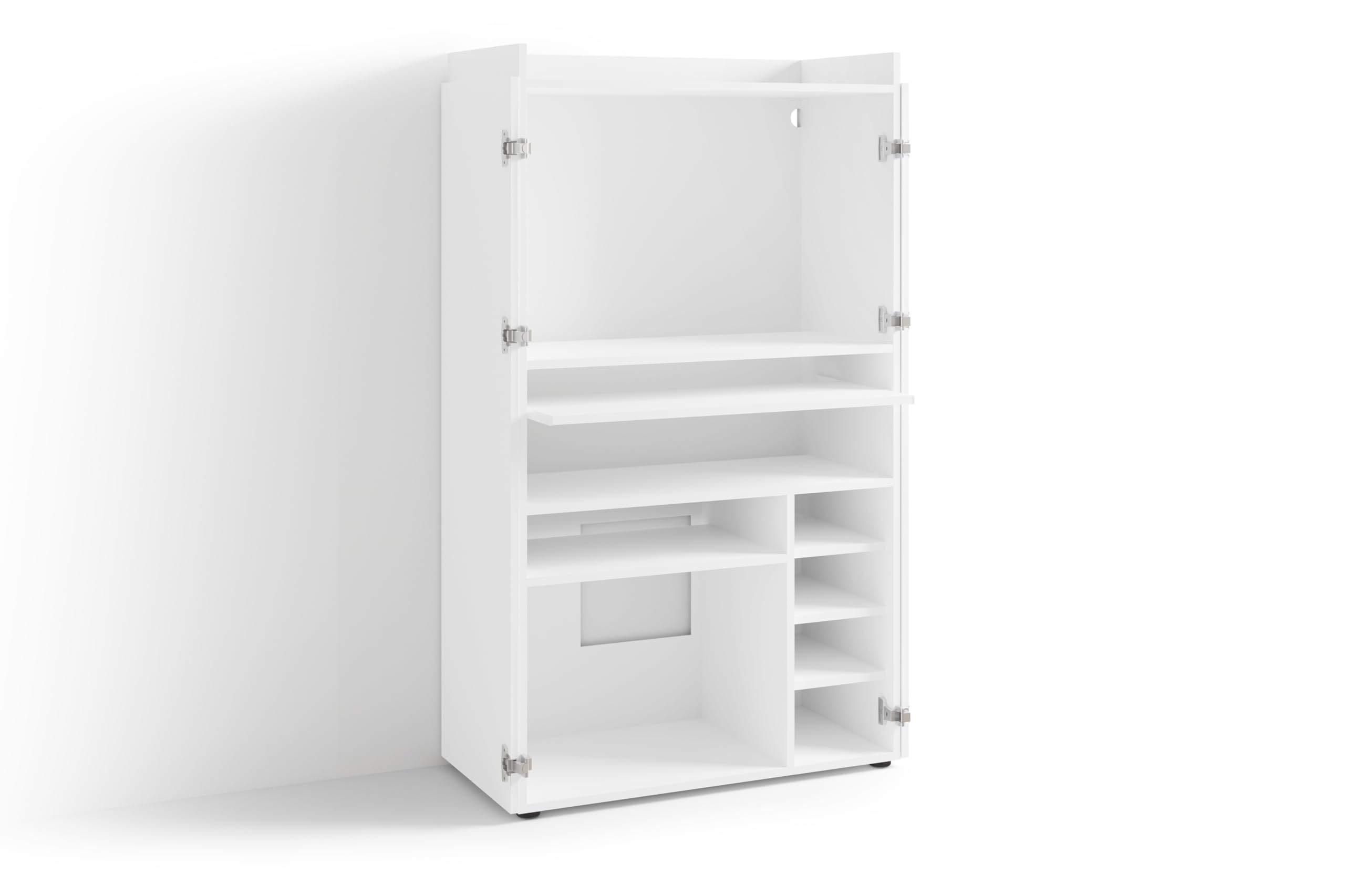 byLIVING Sekretär Janne, Grifflos, Sekretär Mattweiß, B 80, H 141, T 40 cm | Office-Schrank mit 2 Türen, platzsparend