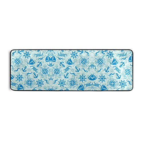 linomo Area Rug Teppich Nautisch Anker Kompass Flur Läufer Teppichboden Teppiche Fußmatte...