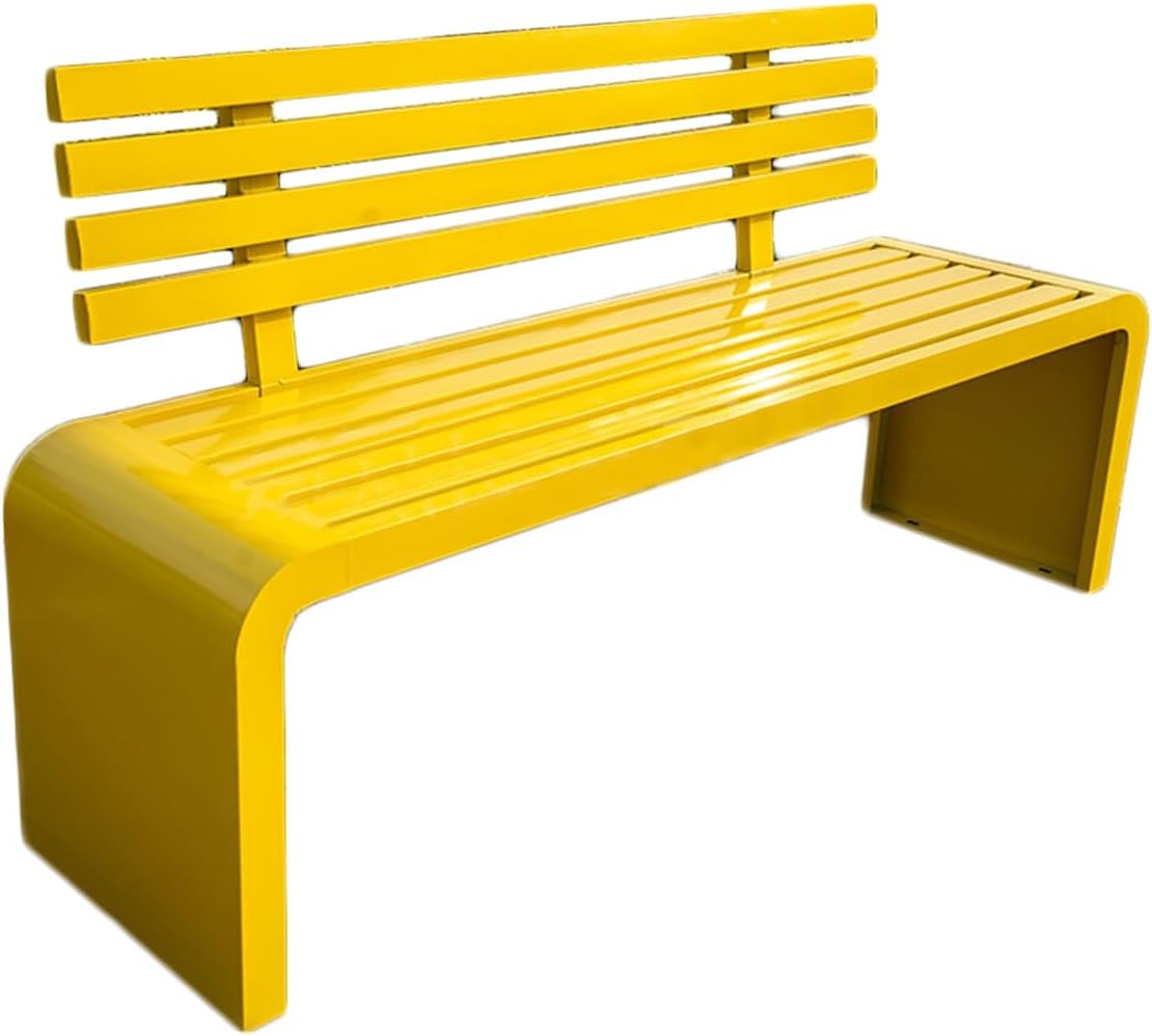 Heavy-Duty Metal Garden Bench for Outdoors, 660lb Capacity, Stylish Yellow Patio Seating for Yard, Entryway & Park - 100cm/39in Long