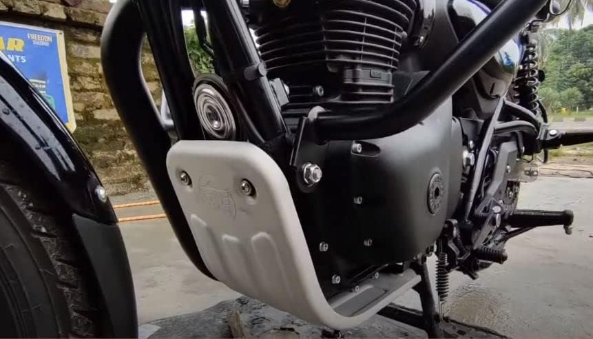 B.K ACCESSORIES Bike Engine Plate Sum Guard Silver Compatible for RE Hunter