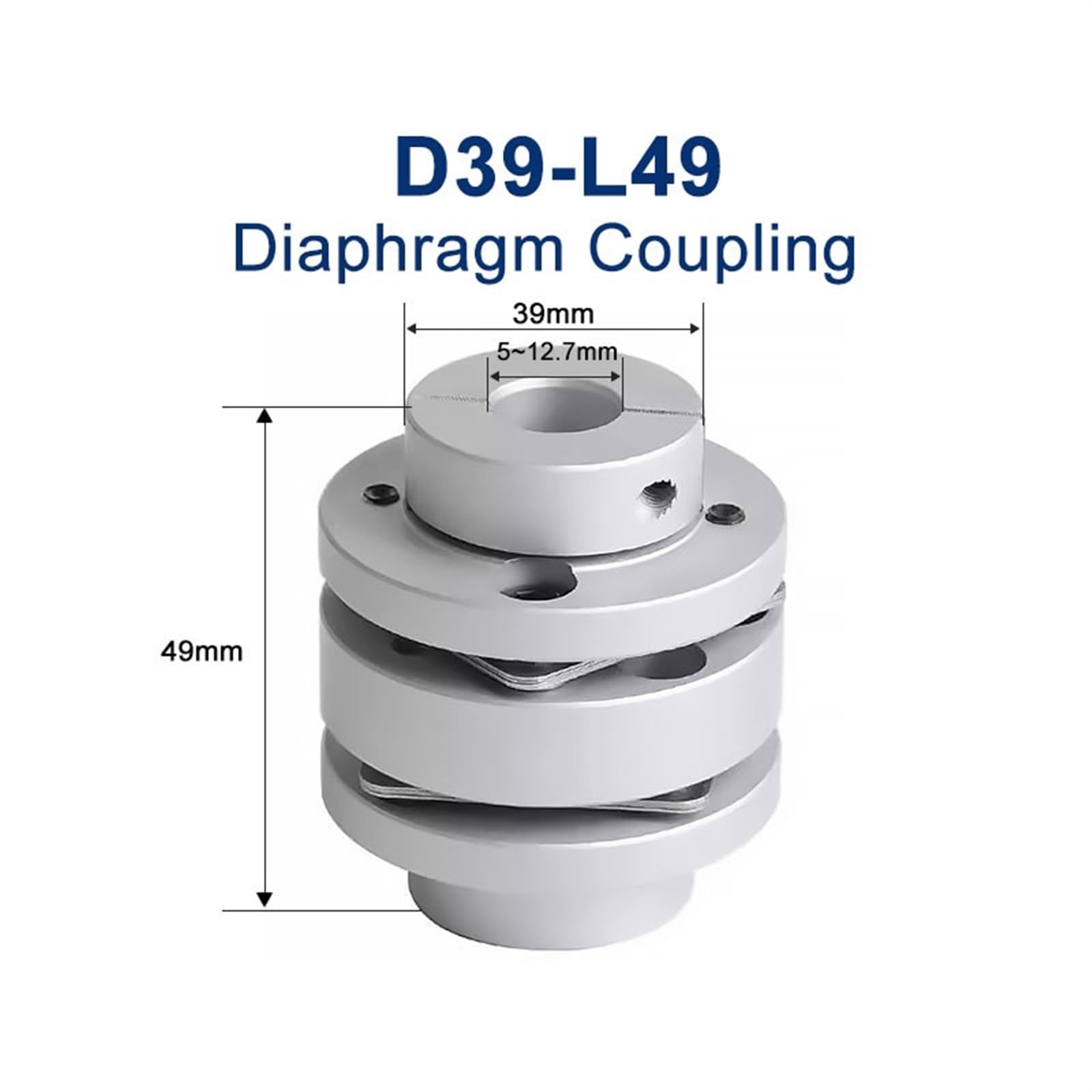 Accouplement à Double diaphragme en Aluminium D39L49 LK3-C39-W, 1 pièce, Applicable au servomoteur Pas à Pas, Manchon d'encodeur sans Jeu(5x5mm)