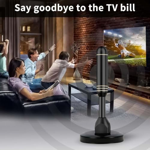 Image of Indoor TV Antenna with 2 Signal Boosters & 32FT Cable - Digital Antenna for Smart TV, Magnetic Base, Supports 4K 1080p - Dual Amplifiers for Long Range Reception of Local Channels(Ivory)