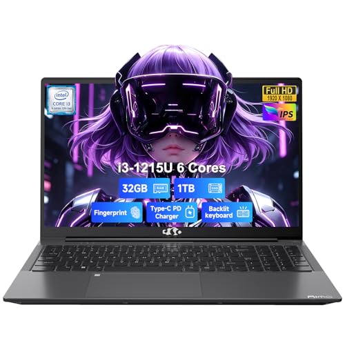 Image of NIMO 15.6'' IPS FHD Laptop, 32GB RAM 1TB SSD Intel i3-1215U (Beat R5-7520U, 6 Cores Up to 4.4GHz) Student Computer with 65W Fast PD, 2 Years Warranty, Fingerprint, Backlit Keyboard, Wi-Fi 6, for Home