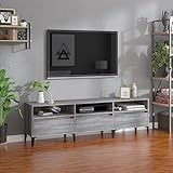 QZZCED Mobile TV Legno compensato Grigio Sonoma Mobile TV Legno Stoccaggio Ampio Mensola Multimedia 150x30x44,5 cm