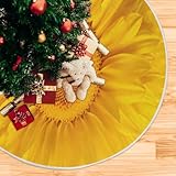 36 Inch Christmas Tree Skirt Sunflower Yellow Christmas Tree Mat Xmas Tree Ornaments for Indoor Outdoor Holiday Home Party Decor