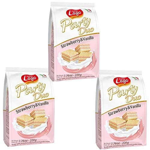 GASTONE LAGO PARTY Wafers DUO 7.76 ONCE (220G) (STRAWBERRY & VANILLA, (Pack of 3))