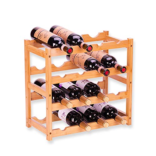 gzshengqi Bamboo Wine Rack, 4 Tiers Wine Bottle Storage Cabinet Shelf, Free Standing