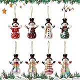 Weihnachtsdekoration Schneemann – 8 Stück Anhänger flach 2D zum Aufhängen – Set Ornamente Figuren Schneemann Dekoration für Weihnachtsfeier Haus Küche Wand Fenster