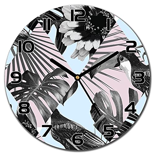 Horloge en verre Patchworktoucan à impression haute définition 30cm