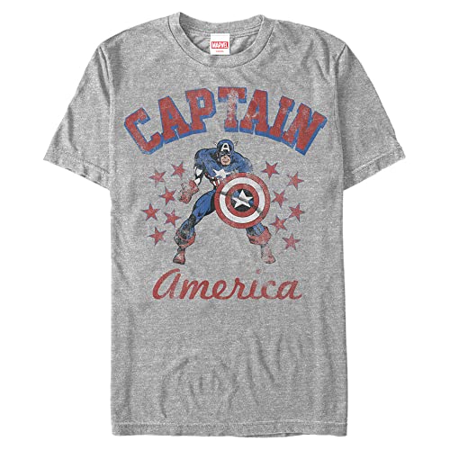 T-shirt Marvel Captain America grande taille 4XL gris chiné pour homme