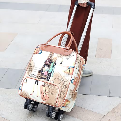 22" Travel Rolling Duffel Bags with Universal Wheels and Telescoping Handle, Waterproof Oxford Fabric Carry-On Suitcase Spinner Wheeled Travel Luggage Portable for Airplanes Short Trip, L2