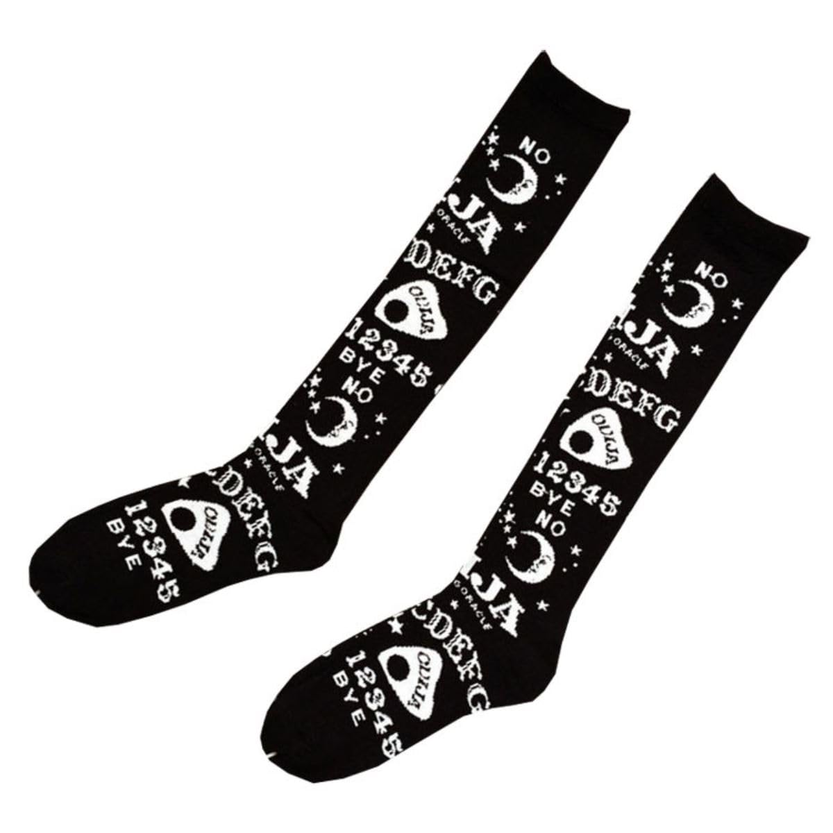 Ro Rox Gothic Socks Skeleton Skull Bat Pumpkin Voodoo Halloween Unisex, Black Alphabet, One Size