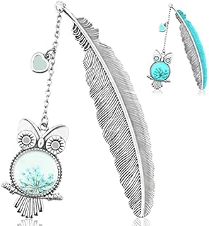 Greoer Metal Feather Bookmark, Mothers Day Gifts, Unique Luminous Owl Gifts Personalised Gifts for Women Readers Teachers Students Birthday