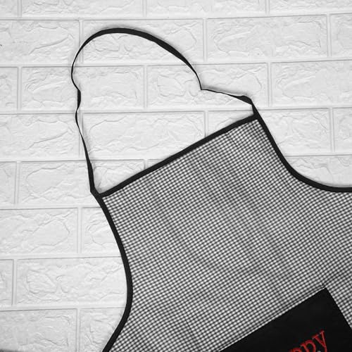 Image of Kuber Industries (Pack of 3) Kitchen Apron | Cooking Apron for Men | Waterproof Apron | Apron for Restaurant | Kitchen Dress for Women | Apron for Chef | Front Pocket | Barik Check | Black
