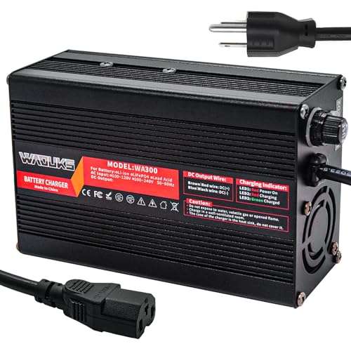 WAOUKS 60V 3A Battery Charger - 69V Lead Acid Charger with C13 Plug for AGM, Gel, VRLA, OPZV Batteries