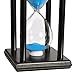 BOJIN 60 Minute Hourglass Blue Sand Timer Wooden Black Stand Hourglass Clock for Office Kitchen Decor Home - Blue Sand