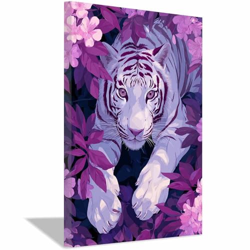 Tableau sur toile tigre salon décoration murale contemporaine encadrée