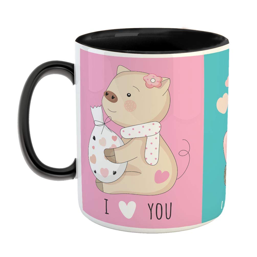 FurnishFantasy I Love You Ceramic Coffee Mug - Best Gift for Husband, Boyfriend, Girlfriend, Wife, Valentine Day Gift - Black (0992)