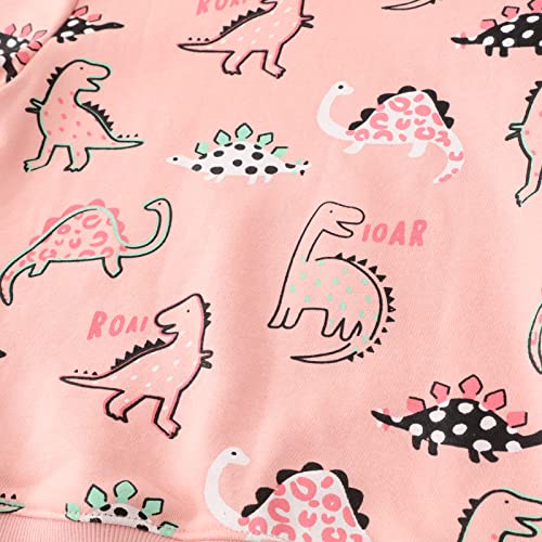 Retsugo Dinosaur Shirts For Girls Toddler Girls Sweatshirt Crewneck Winter Long Sleeve Pullover Tops Cotton Dinosaur Clothes Baby Girls Dino Sweater 6T/8172 Pink #TOP6