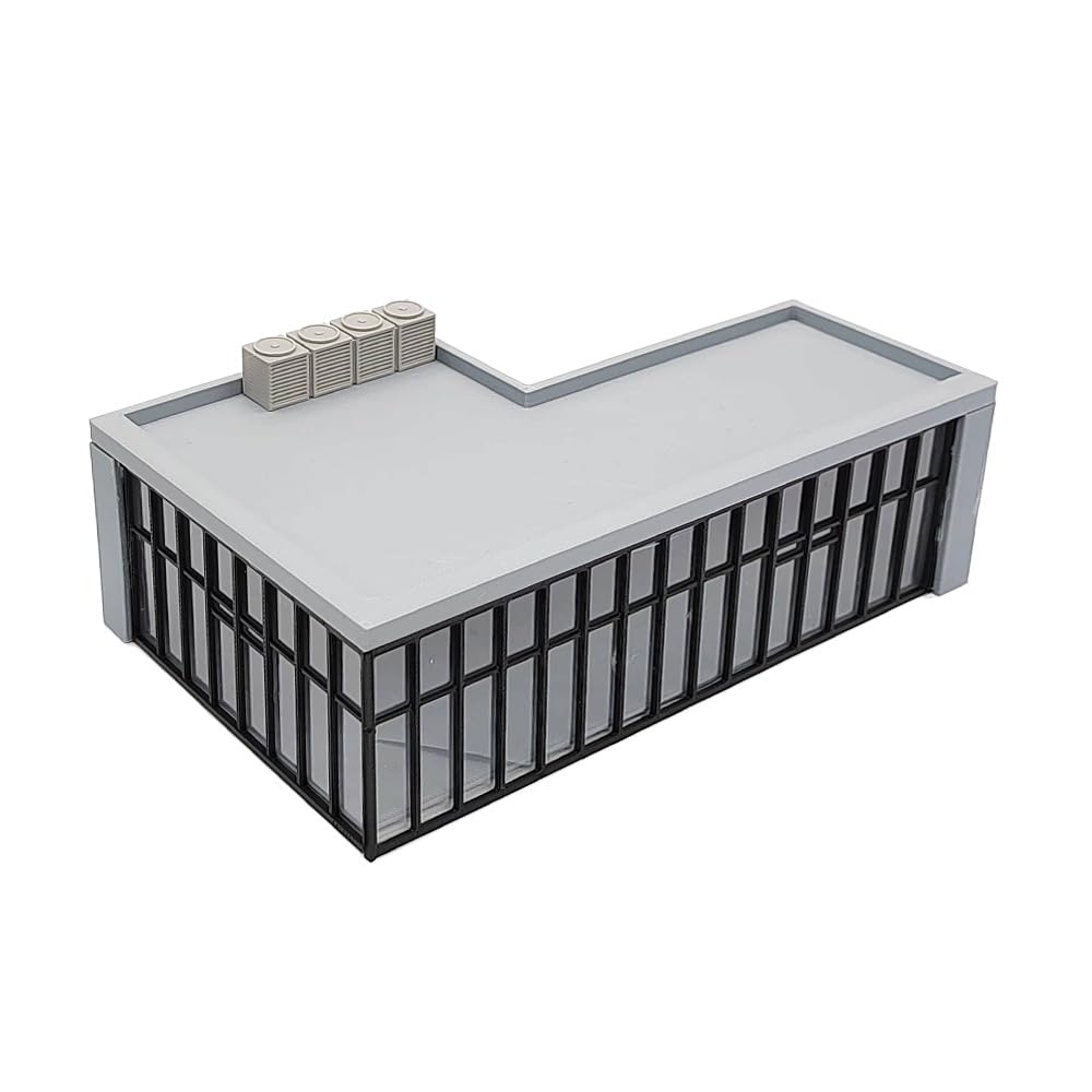 Outland Models Modern Commercial Box Building L-Shape Stackable 1:87 HO Scale (Basic Unit-Ground Level)
