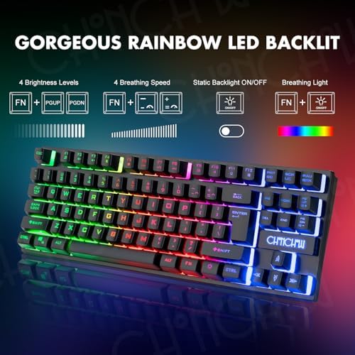 Wireless Gaming Keyboard and Mouse Combo Rechargeable Led Backlit Key Board Mice Wired for PS4 PS5 Switch Laptop Computer Compatible with Windows XP 7/8/10 Linux iMac MacBook Xbox one X - 1