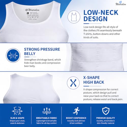 Image of Wearslim Men's Slimming Body Shaper Vest Shirt | Abs Abdomen Slim Stretchable Tummy Tucker Vest