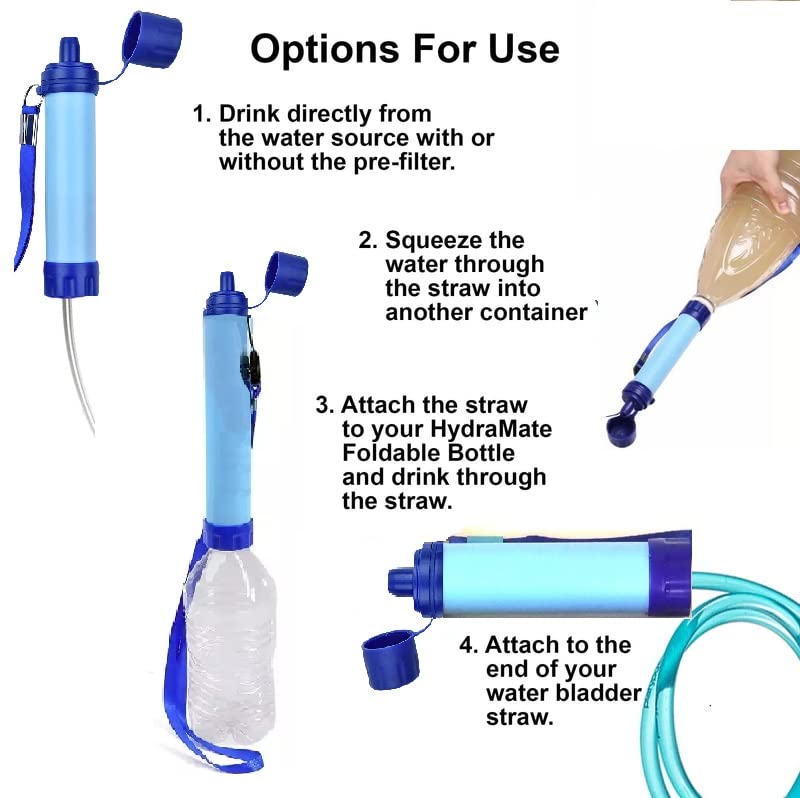 Miniatura 6 de Galaxy - Filtro de agua portátil portátil para senderismo campamento caza viajes supervivencia de emergencia al aire libre desmontable 2 paquetes