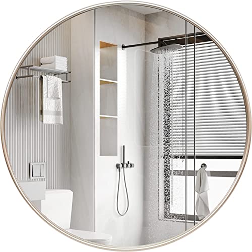 Kileli Round Mirror 30" Wall Mirror For Bathroom,Circle Mirror Metal Frame Wall Mirror, Wall- Mounted Mirror For Wall, Living Room, Bedroom, Vanity, Entryway, Hallway Hanging Decorative #TOP7