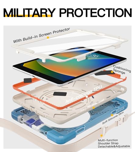 Funda para iPad de 9a generacion resistente con protector de pantalla y lapiz 4