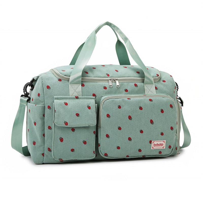 Bolsa Deporte Mujer, Bolsa de Viaje con Compartimento Zapatos y Compartimento Mojado, Bolsas de Fin de Semana, 20-35L (Verde)