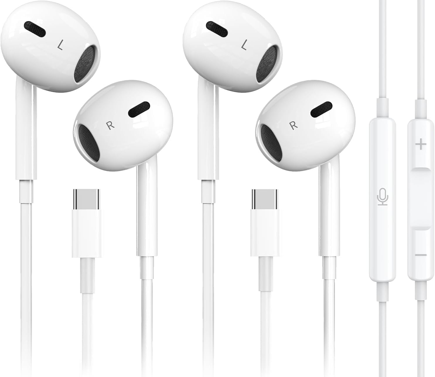 2 Pack-USB C Headphones for iPhone 18/17/16/15 Pro Max Plus Type C Earbuds