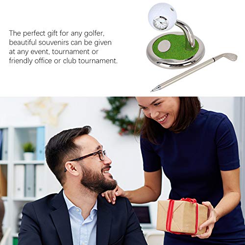 Keenso-Juego-de-boligrafos-de-Golf-Juego-de-boligrafos-de-Golf-de-Escritorio-de-aleacion-de-Zinc-Duradero-practico-para-Regalos-con-Reloj-y-Base-de-Soporte