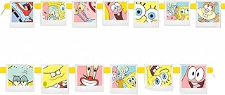 Unique SpongeBob SquarePants Jointed Banner (1 Pc) - Easy Assembly, Fun & Multicolor Party Decoration for Kids' Parties & Events