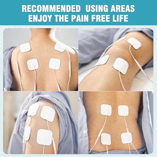 Image of 72PCS TENS Unit Pads (2 inchx2 inch), Reusable Self-Adhesive Electrodes Pads with 0.2mm Connector, Latex-Free, Hypoallergenic & Compatible with TENS /EMS
