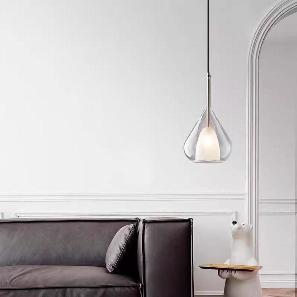 Lampadari in Stile Nordico, Paralume per Lampada a Sospensione a Forma di Goccia d'Acqua dalla personalità Creativa, Lampada a Sospensione a Testa Singola E27 Scream, Lampada da soffitto a Filo,