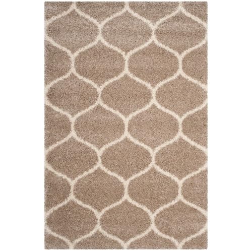 Image of F & B RUGS ; SUPERIOR QUALITY PRODUCTS Firoz and Brothers Handwoven Super Soft Indoor Modern Shag Microfibre Silky Fluffy Smooth 3x5 feet Beige Ivory
