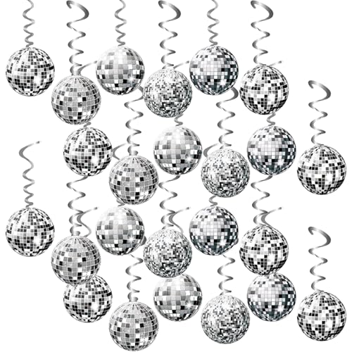 48 piezas de decoración de disco de cumpleaños, decoración de discoteca, fiesta, decoración de fiesta colgante en espiral, decoraciones de fiesta disco retro para rock disco Boogie Hippie de los años