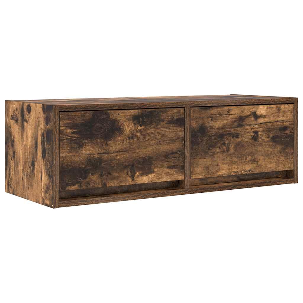 Mobile da parete per TV, in rovere affumicato, 80 x 31 x 25,5 cm