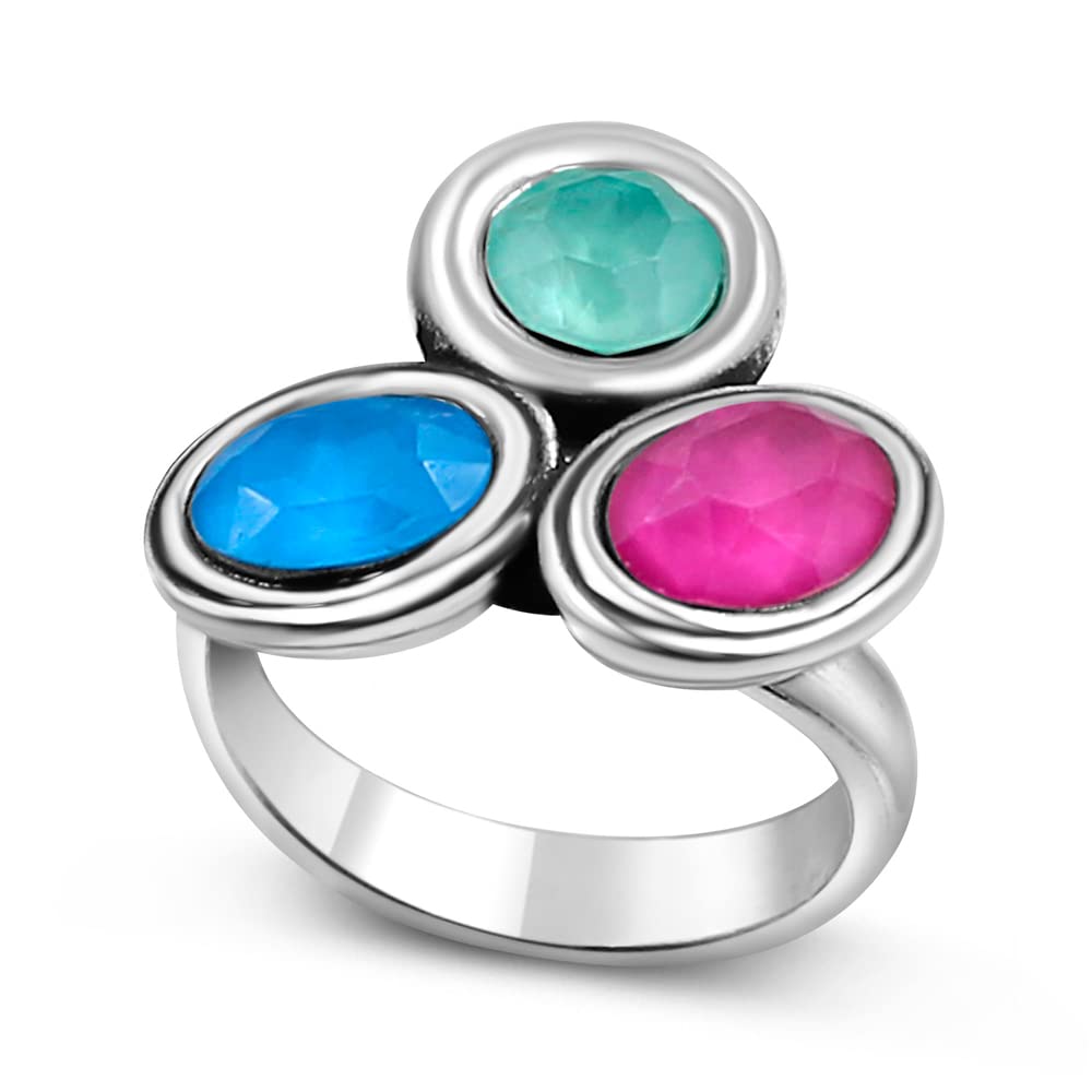 PassoAnillo piedras colores en plata. Pixpun es un modelo ajustable y se envía en una caja de regalo