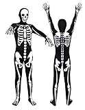 Zolmiirx Halloween Skeleton Costumes For Kids - Glows In The Dark Boys Scary Bone Jumpsuit Outfit Mask Costume (7-8Y)