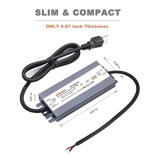 Miniatura 5 de 100W IP67 impermeable voltaje constante LED controlador fuente de alimentación transformador, 100-240V AC entrada universal con enchufe, salida 12V