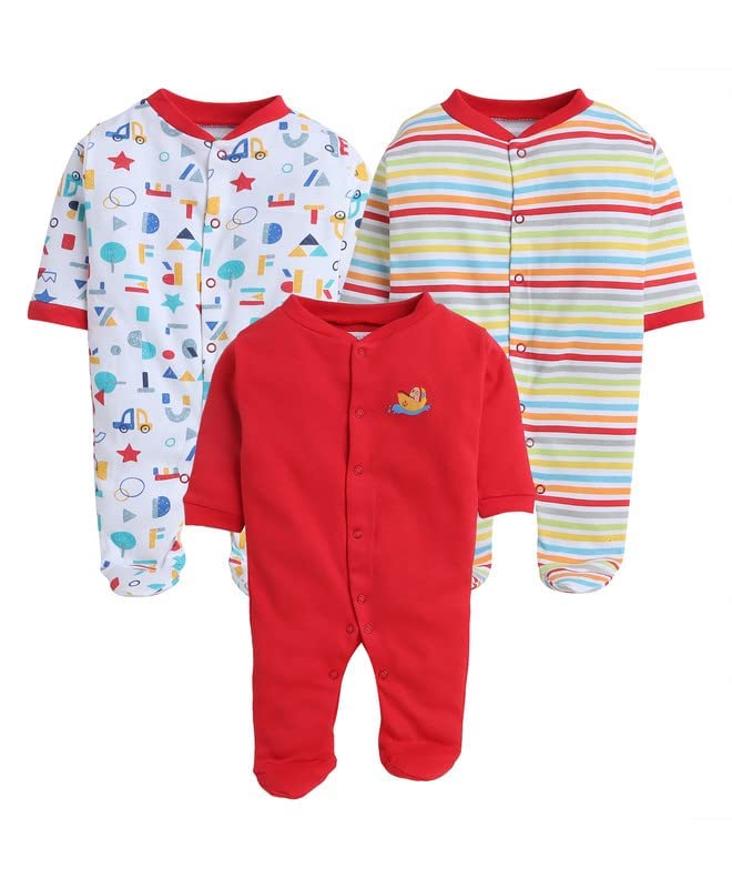 Image of Pooja Baby 100% Cotton Rompers /Sleepsuits /Jumpsuit /Night Suits for Baby Boys & Girls, Infants, New Borns