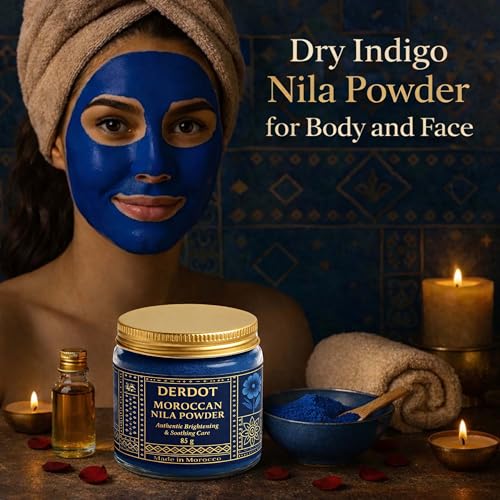 Image of Moroccan Nila Powder | 100% Natural Indigo Blue Powder for Skin Brightening, Soothing & Detox | Traditional Moroccan Hammam Beauty Treatment for Face & Body Care (85gm)
