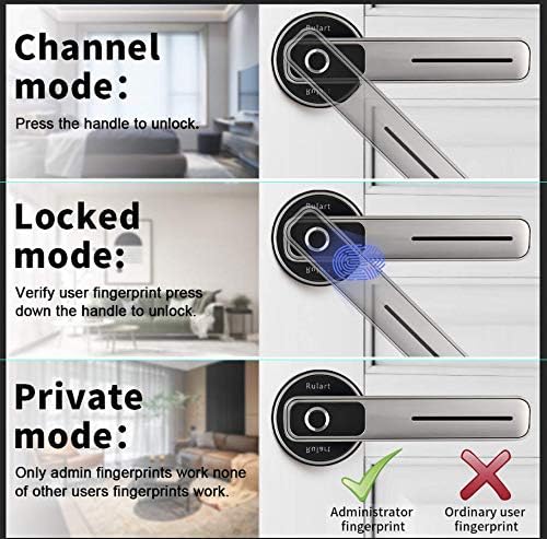 Fingerprint Biometric Keypad Door Lock - Keyless Entry Door Lock,Support Fingerprint,Key Unlock,Fingerprint Door Knob,for Residential Front Door, Apartment, Bedroom and Office Door (Silve)
