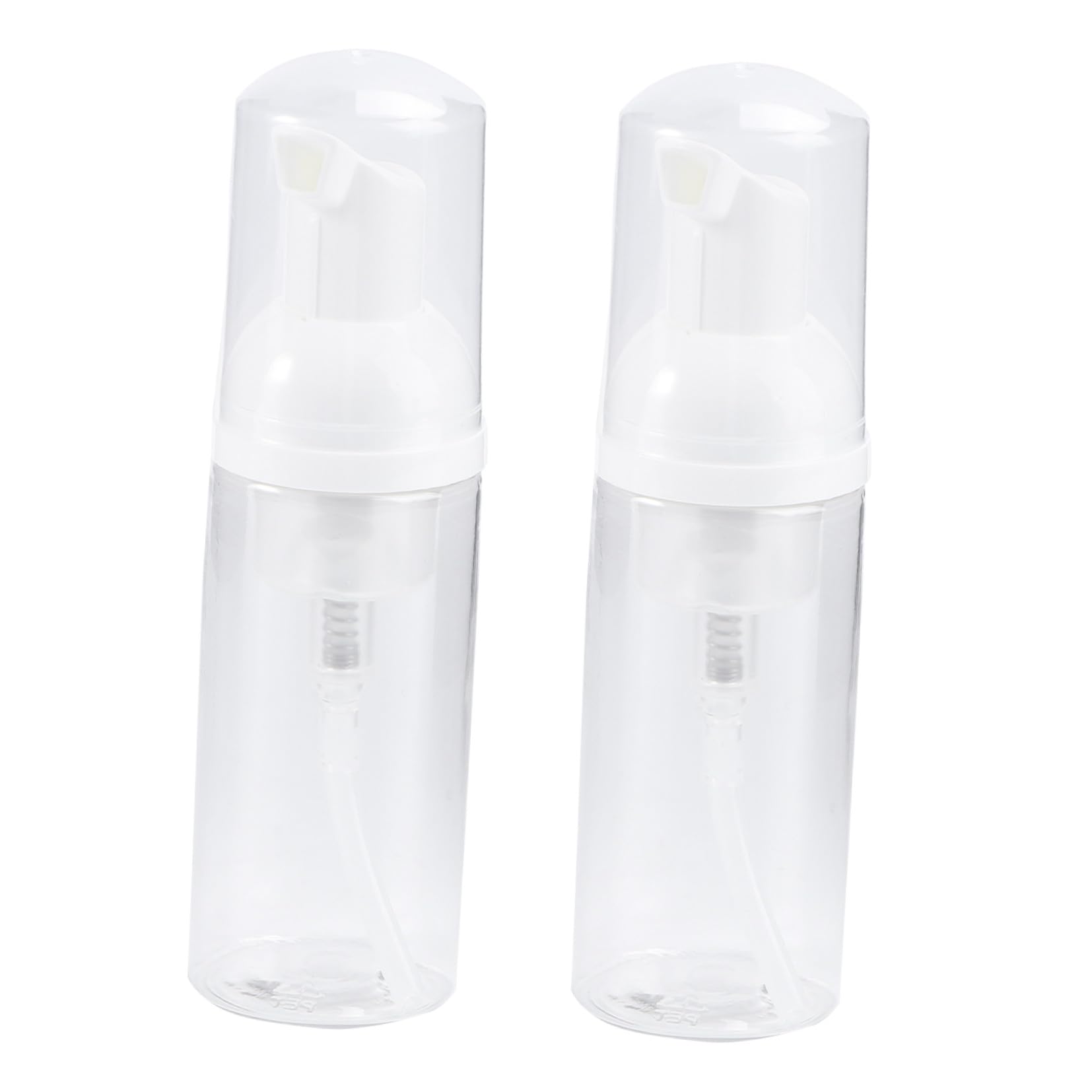 Beaupretty White 2Pcs Foam Dispenser Bottle Plastic Refillable Empty Mini Foaming Soap Shampoo Dispenser Pump Bottles For Travel 50Ml (White)