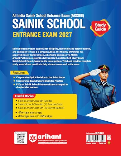 Image of Arihant AISSEE Sainik School Class 6 Entrance Exam 2027 | Complete Study Guide | Quick Revision Notes, Practice MCQs & PYQs (2018-2026) | As per New Syllabus