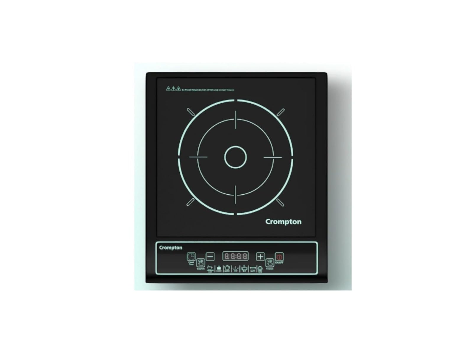 Crompton Instaserve 1200W Induction Cooktop with 11 Feather Touch Buttons | 8 Pre-Set Cook Menus | Overvoltage Protection | Energy Efficient Electric Cooker for Kitchen